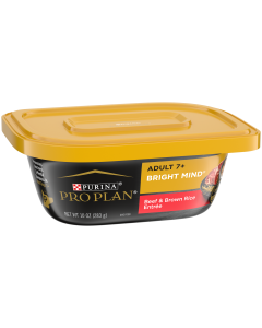 Purina Pro Plan Veterinary Diets Bright Mind Adult 7+ Beef & Brown Rice Formula wet senior dog food.