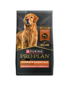 Bag of Purina Pro Plan Complete Essentials salmon and rice dry dog food