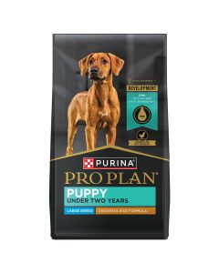 Bag of Purina Pro Plan Large Breed Puppy chicken and rice dry dog food