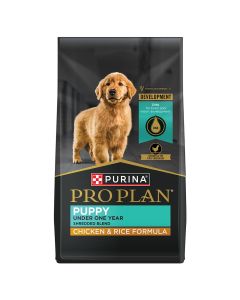 Bag of Purina Pro Plan Puppy Shredded Blend chicken and rice dry dog food