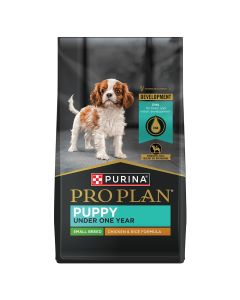 Bag of Purina Pro Plan Small Breed Puppy chicken and rice dry dog food