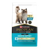 A bag of Pro Plan AdvantEDGE 3 in 1 Digestive Support Salmon and Rice dry cat food.