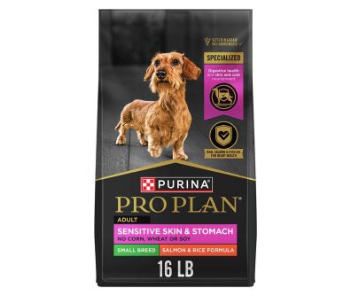 16 lb. bag of Purina Pro Plan Sensitive Skin & Stomach Small Breed salmon and rice dry dog food